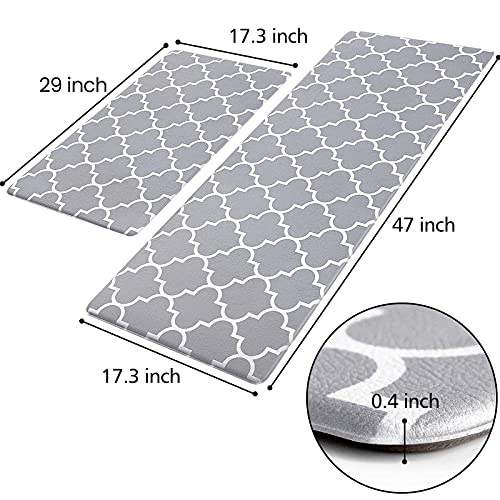 KMAT Kitchen Mat [2 PCS] Cushioned Anti-Fatigue Kitchen Rug, Waterproof Non-Slip Kitchen Mats and Rugs Heavy Duty PVC Ergonomic Comfort Foam Rug for Kitchen, Floor Home, Office, Sink, Laundry,Grey - Image 6