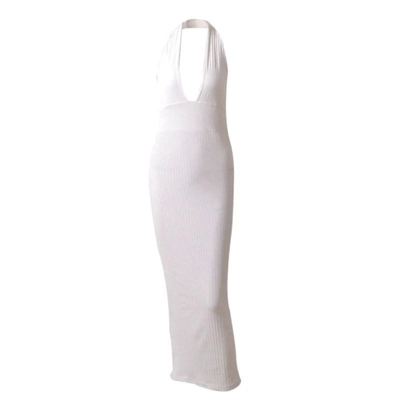 Knitted Elastic Sleeveless Bodycon Elegant Women Dress 2020 - Image 4