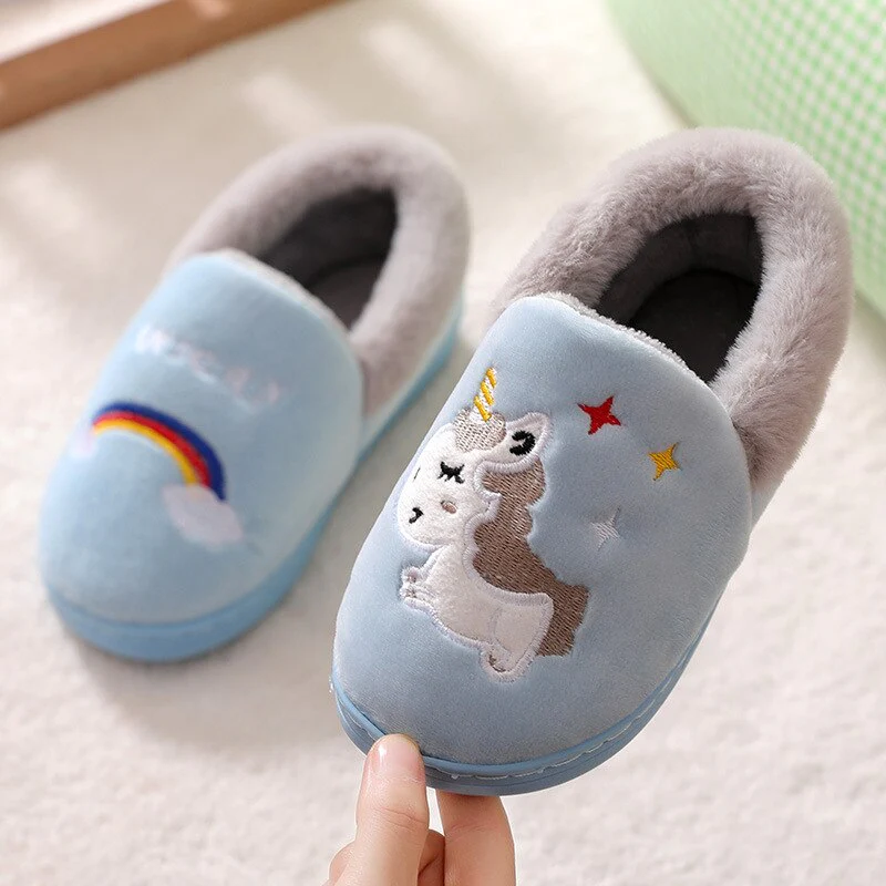 Kocotree Winter Kids Slippers Children Unicorn Non-slip Soft Girls Home Shoes Kids Boys Cartoon Slippers Indoor Floor Shoes - Image 3
