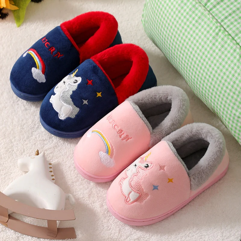 Kocotree Winter Kids Slippers Children Unicorn Non-slip Soft Girls Home Shoes Kids Boys Cartoon Slippers Indoor Floor Shoes - Image 7