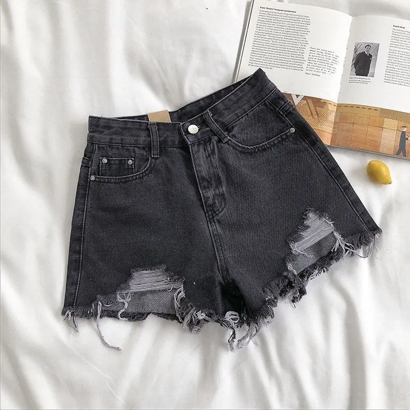 Korean Denim Shorts Women Summer Fashion Casual High Waist Ripped Jeans Pocket Tassel Y2K Hot Pants Streetwear Blue Trousers - Image 6