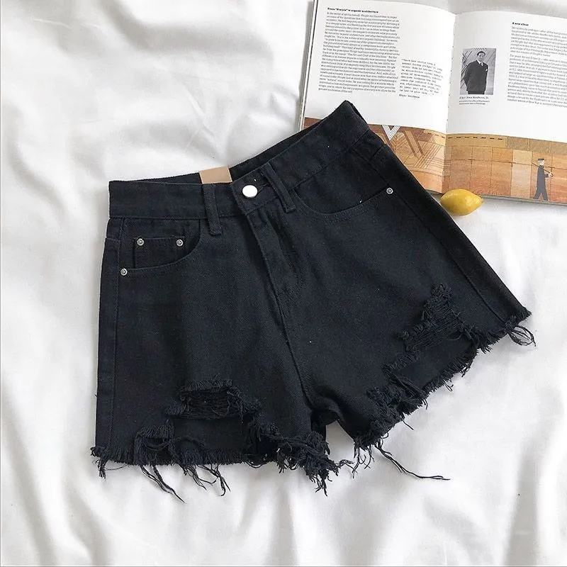 Korean Denim Shorts Women Summer Fashion Casual High Waist Ripped Jeans Pocket Tassel Y2K Hot Pants Streetwear Blue Trousers - Image 7