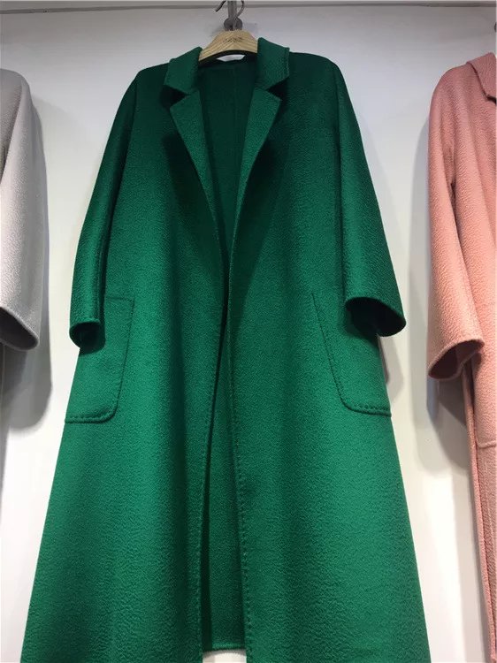 Korean Women Handmade Hepburn Corrugated Water Ripples Coat Double-sided Cashmere Wool Long Woolen Jacket Cashmere Coat Max - Image 22
