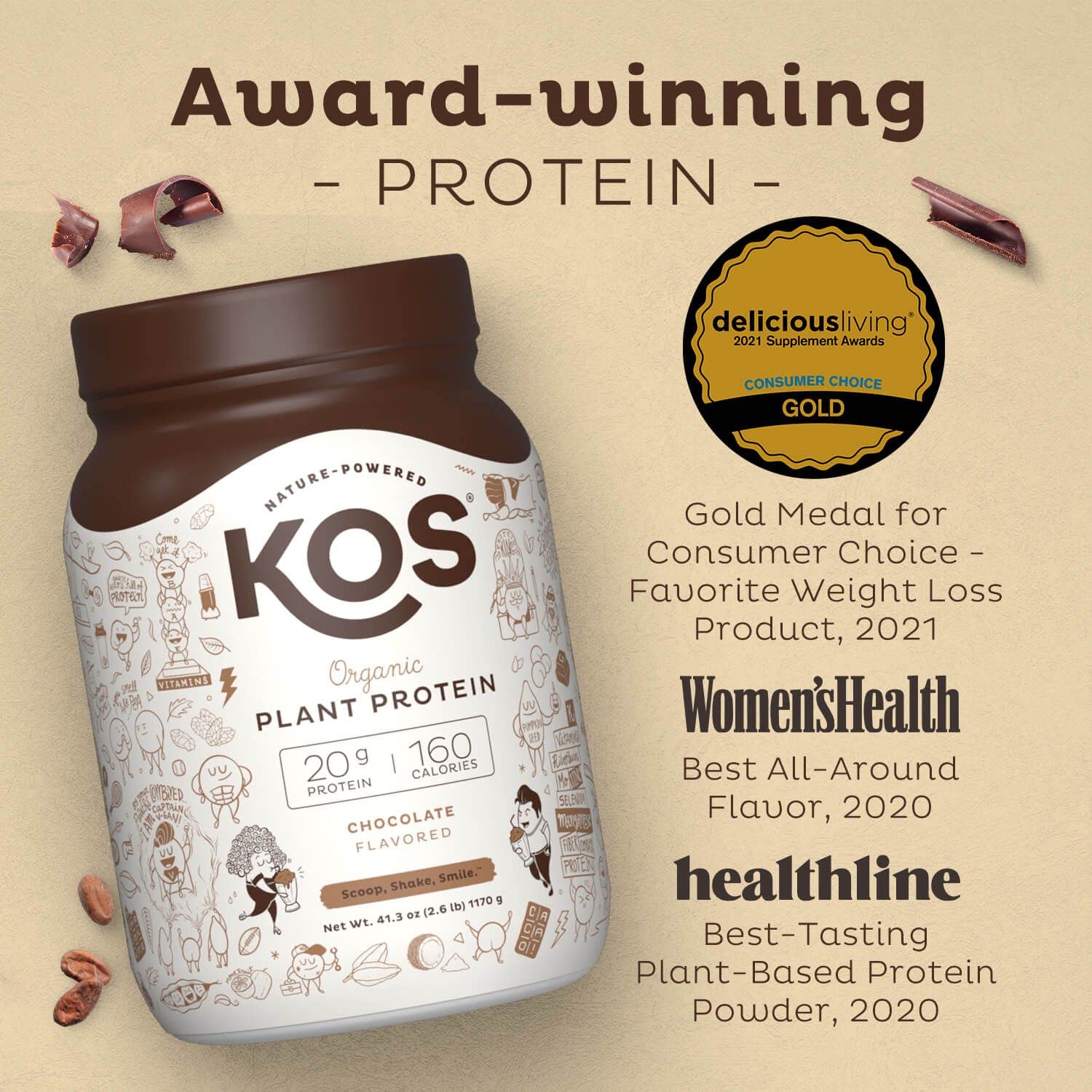KOS Vegan Protein Powder Erythritol Free, Chocolate - Organic Pea Protein Blend, Plant Based Superfood Rich in Vitamins & Minerals - Keto, Dairy Free - Meal Replacement for Women & Men, 28 Servings - Image 7