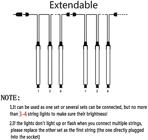 Kwaiffeo Outdoor Christmas Lights, Meteor Shower Lights 12 inch 8 Tube 192 LED Icicle Christmas Lights for Tree Thanksgiving New Year Holiday Party, Wedding Lights Wedding Decorations, Warm White - Image 4