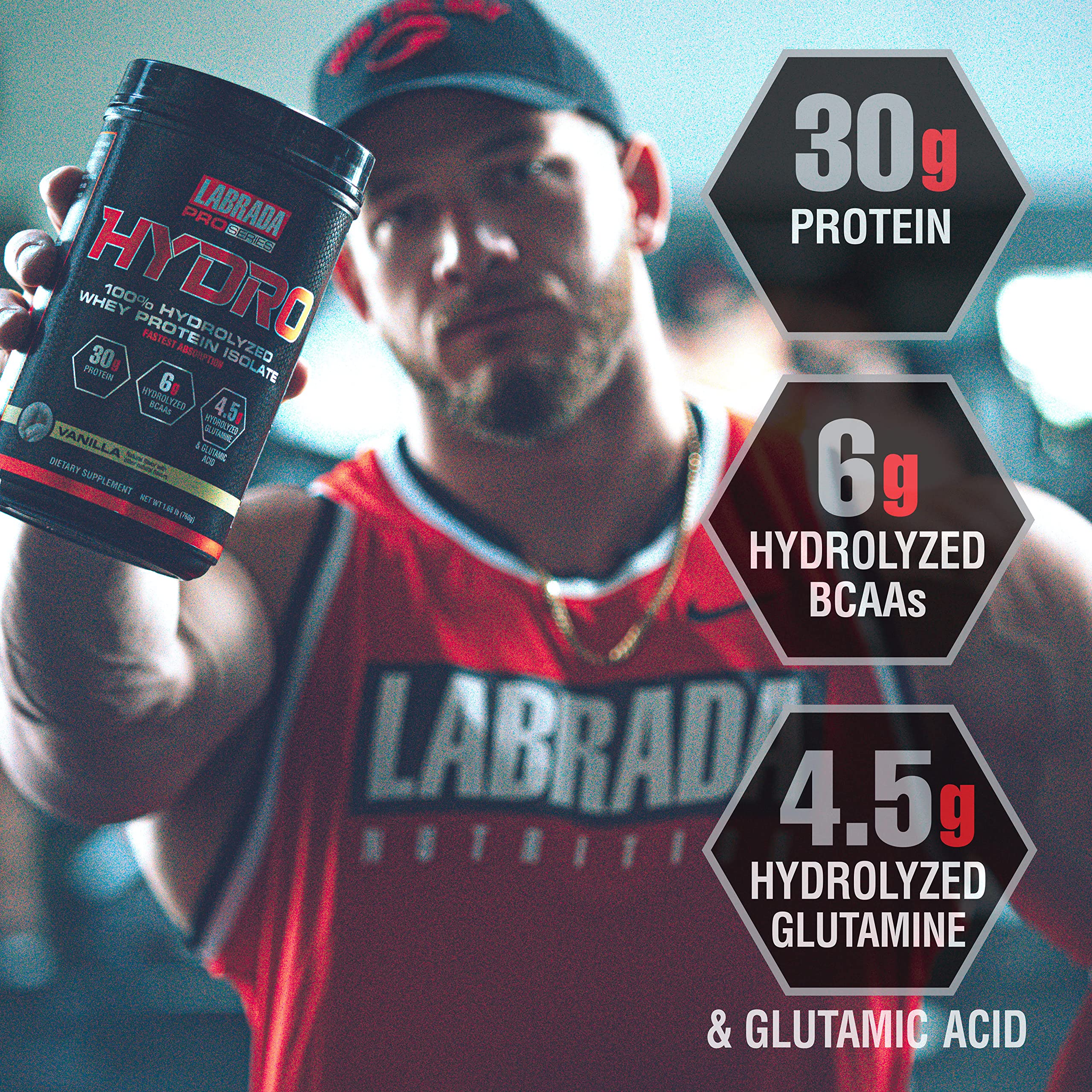 Labrada Hydro 100% Pure Hydrolyzed Whey Protein Isolate Powder, Lactose Free, 6g BCAA’s, 4.5g Glutamine, Fastest Digesting Whey Available, Instant Mixing, Delicious Taste (Vanilla) - Image 4