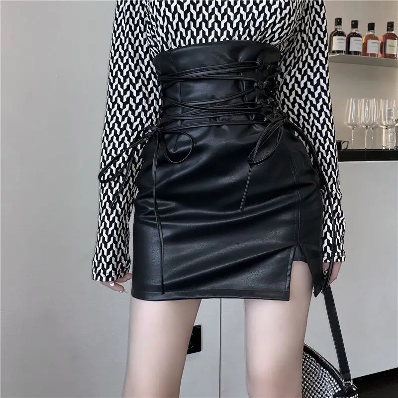 Lace-up High Waist PU Leather Mini Skirt Nightclub Sexy Personality Summer and Autumn Fashion Women's Clothing New2023 Y2K - Image 5