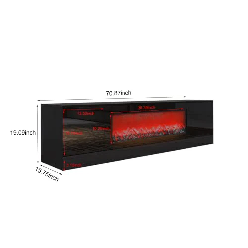 Laoggbtb TV Stand，Modern Fireplace TV Stand Without Remote Control and Heater for Living Room, Bedroom, Office (Black) - Image 2