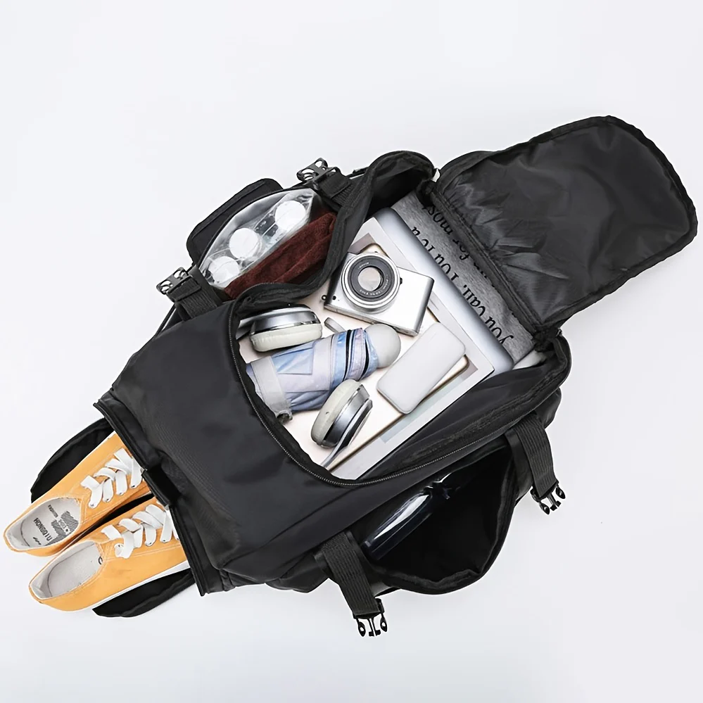 Large Capacity Duffle Tote Bag, Nylon Lightweight Luggage Bag With Shoe Compartment, Portable Travel Storage Bag Unisex Bag For Daily Use - Image 10