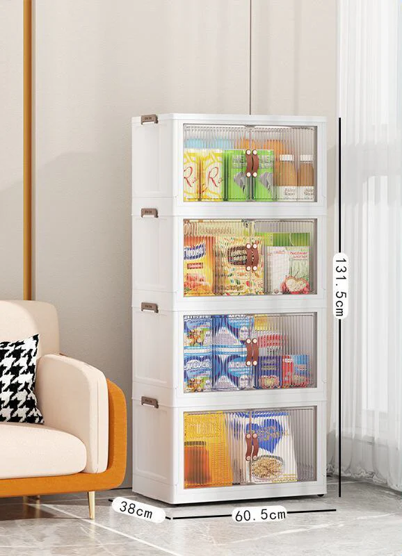 Large Capacity Stackable Storage Bins Double Door Open Save A Space Travel Organizer with Wheels Folding Wardrobe Containers - Image 10