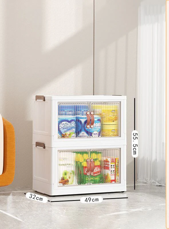 Large Capacity Stackable Storage Bins Double Door Open Save A Space Travel Organizer with Wheels Folding Wardrobe Containers - Image 14