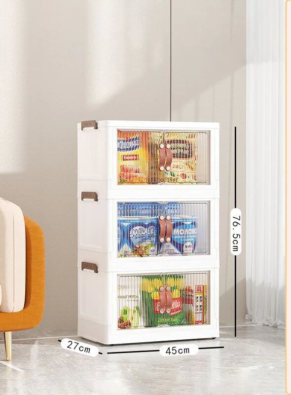 Large Capacity Stackable Storage Bins Double Door Open Save A Space Travel Organizer with Wheels Folding Wardrobe Containers - Image 16