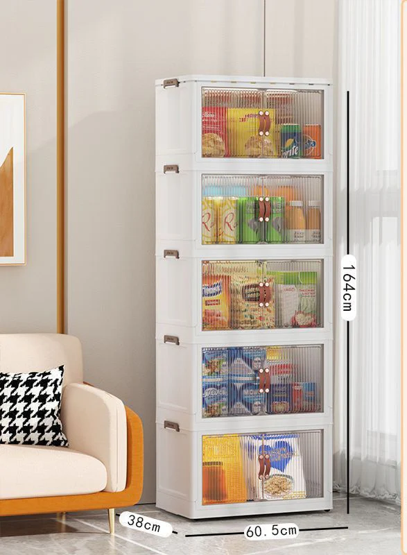 Large Capacity Stackable Storage Bins Double Door Open Save A Space Travel Organizer with Wheels Folding Wardrobe Containers - Image 18