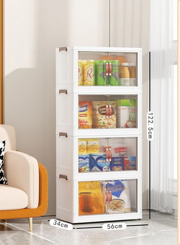 Large Capacity Stackable Storage Bins Double Door Open Save A Space Travel Organizer with Wheels Folding Wardrobe Containers - Image 19