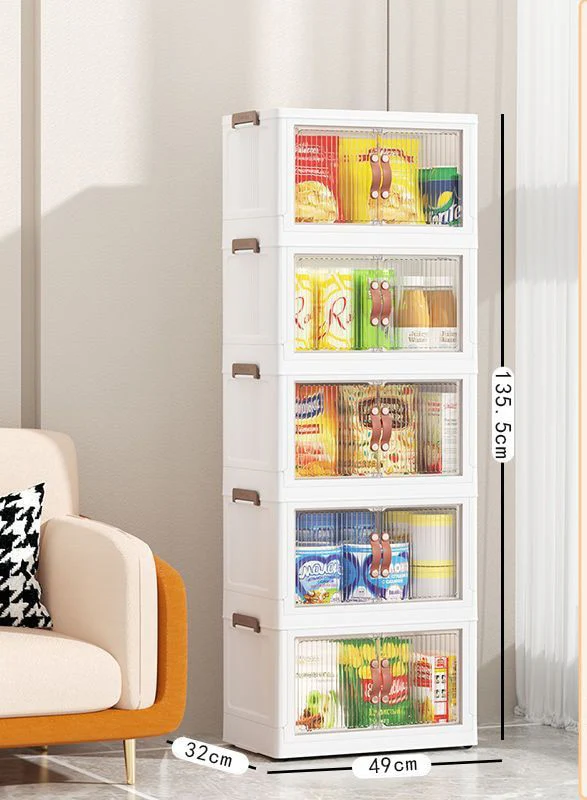 Large Capacity Stackable Storage Bins Double Door Open Save A Space Travel Organizer with Wheels Folding Wardrobe Containers - Image 20