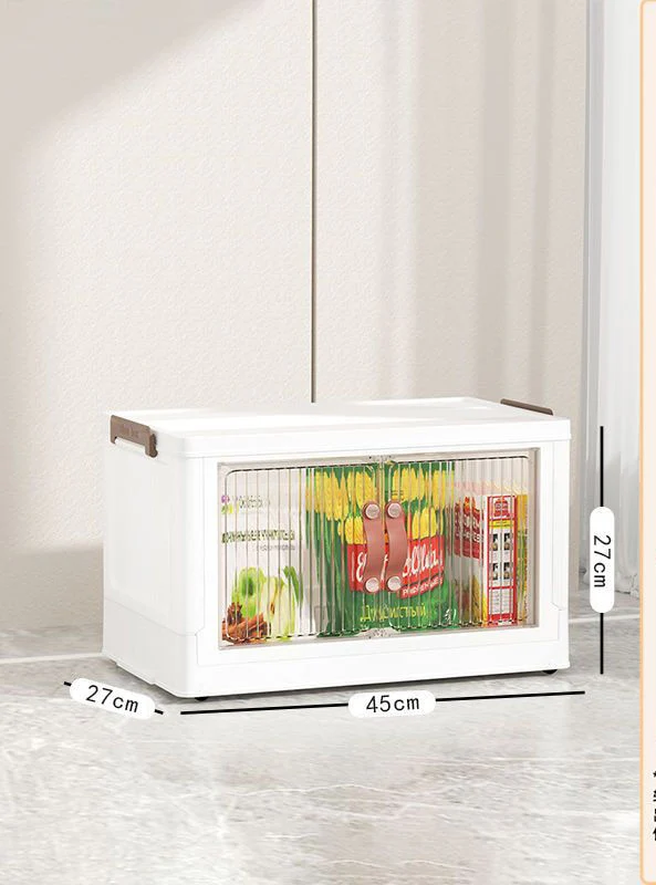 Large Capacity Stackable Storage Bins Double Door Open Save A Space Travel Organizer with Wheels Folding Wardrobe Containers - Image 23