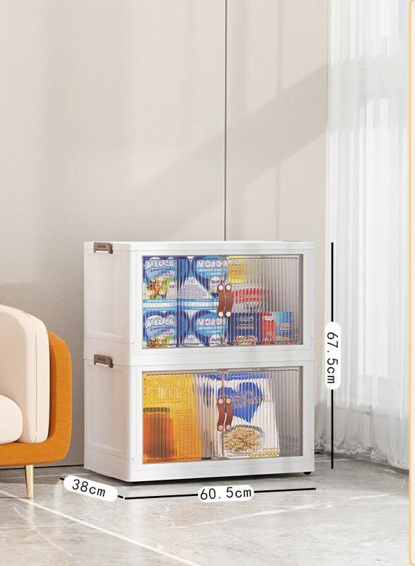 Large Capacity Stackable Storage Bins Double Door Open Save A Space Travel Organizer with Wheels Folding Wardrobe Containers - Image 24