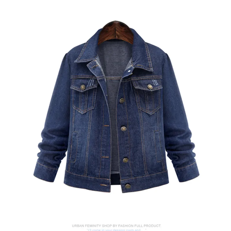 Large size 5XL 2020 Autumn Winter Women Denim Jacket  Long Sleeve Short Denim Coat For Women Jeans Jacket Plus Size Outwear - Image 2