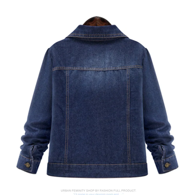 Large size 5XL 2020 Autumn Winter Women Denim Jacket  Long Sleeve Short Denim Coat For Women Jeans Jacket Plus Size Outwear - Image 3