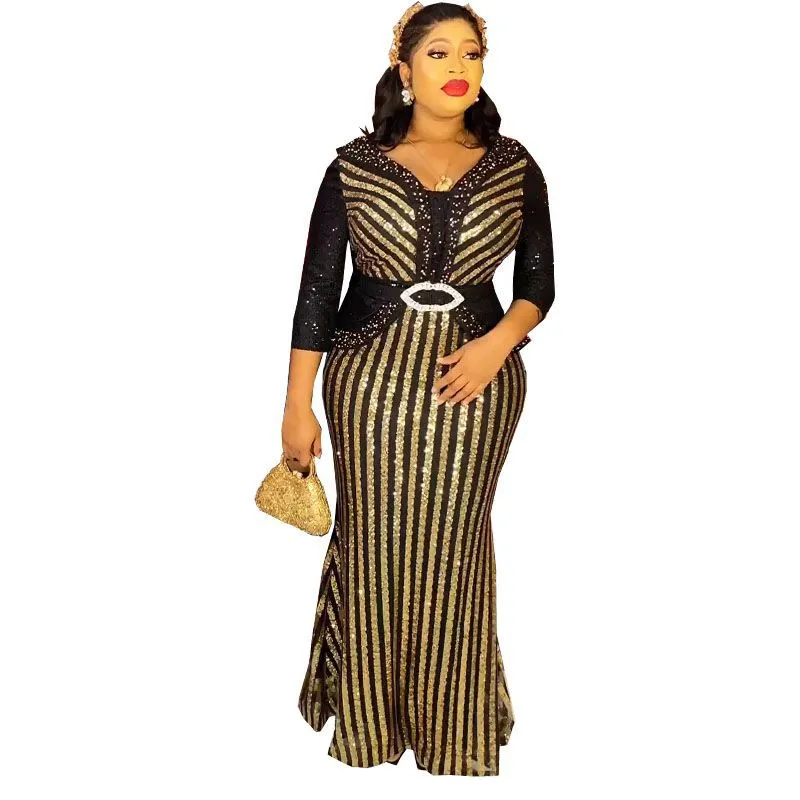 Large Size Evening Dresses Fashion Female Sequin Draped Sleeve Birthday Wedding Party Dresses Plus Size Women Long Elegant Dress - Image 10