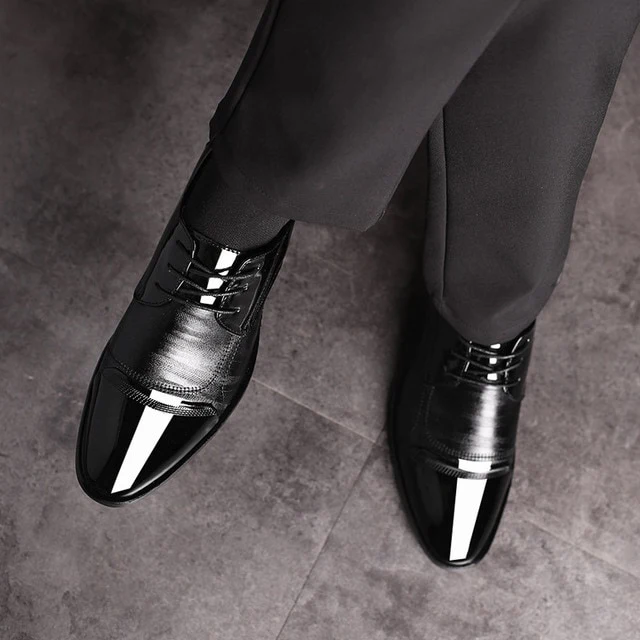 Leather Shoes Pointed Men Ballroom Dance Bureau Dress Shoes Man Baita Wedding Shoes Latin Prom Sports Dance Shoes Large Size - Image 5