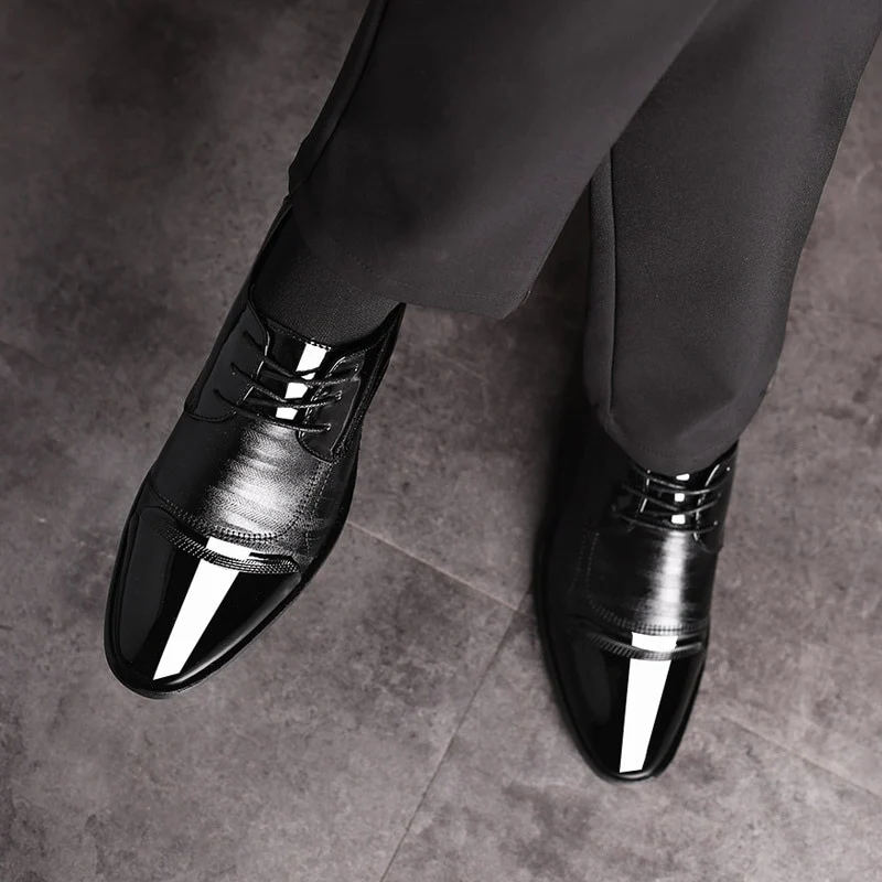 Leather Shoes Pointed Men Ballroom Dance Bureau Dress Shoes Man Baita Wedding Shoes Latin Prom Sports Dance Shoes Large Size - Image 6