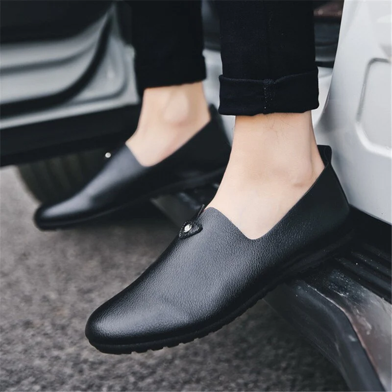 Leather Slip on Black Driving Shoes Brand  Italian Men Loafers Moccasins 2021 Fashion Loafers Shoes Men's Casual Shoes Non-slip - Image 3