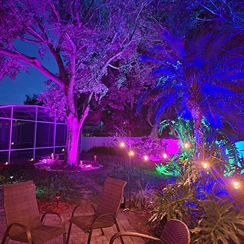 LED Flood Light Outdoor 800W Equivalent Bluetooth Smart Color Change Landscape Lighting DIY-Scene+RGB Colors+Warm White 2700K - APP & Group Control & Timing, IP66 Waterproof US 3-Plug Up Light 4Pack - Image 11