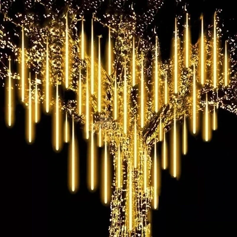 LED Meteor Shower Rain Lights Waterproof Falling Raindrop Fairy String Light for Christmas Holiday Party Patio Decor 30CM - Image 2