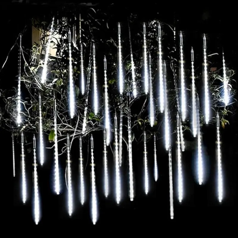 LED Meteor Shower Rain Lights Waterproof Falling Raindrop Fairy String Light for Christmas Holiday Party Patio Decor 30CM - Image 3