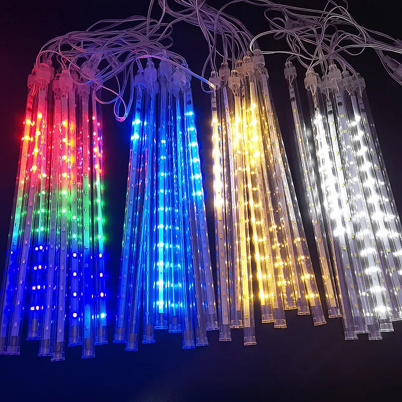 LED Meteor Shower Rain Lights Waterproof Falling Raindrop Fairy String Light for Christmas Holiday Party Patio Decor 30CM - Image 5