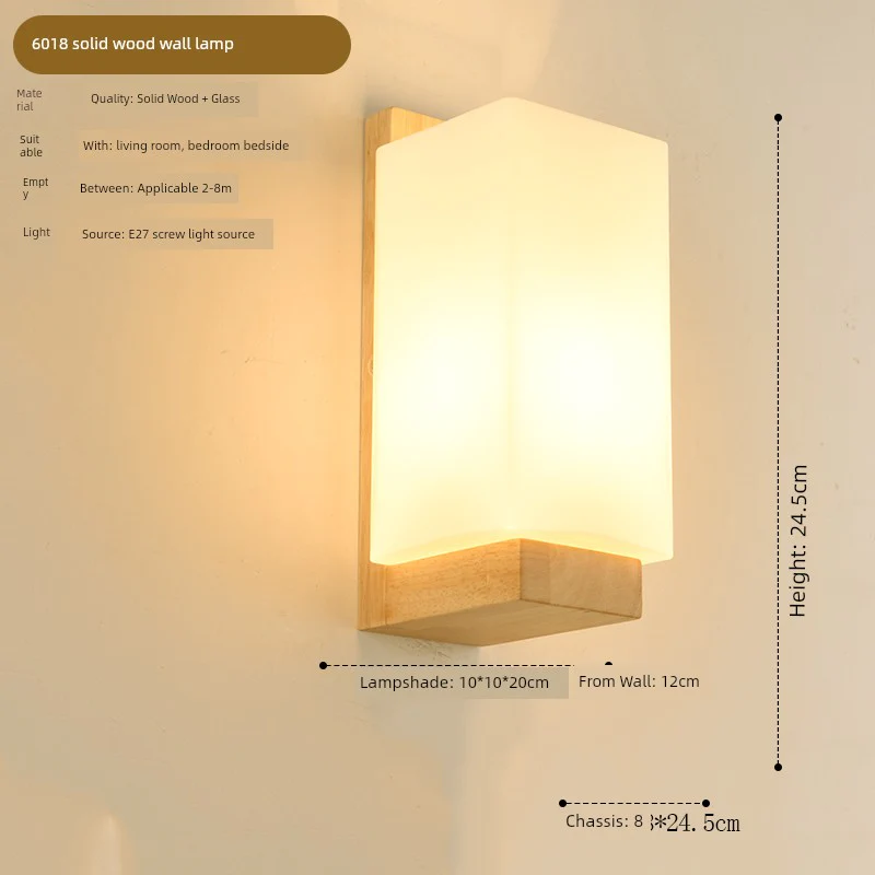 Led Wooden Bedroom Voice Control Intelligent Nordic Style Wall Lamp - Image 14