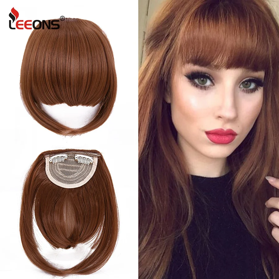 Leeons Short Synthetic Bangs Heat Resistant Hairpieces Hair Women Natural Short Fake Hair Bangs Hair Clips For Extensions Black