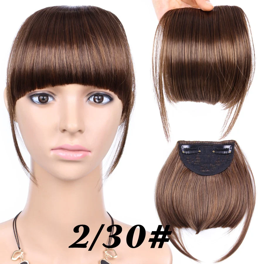 Leeons Short Synthetic Bangs Heat Resistant Hairpieces Hair Women Natural Short Fake Hair Bangs Hair Clips For Extensions Black - Image 19