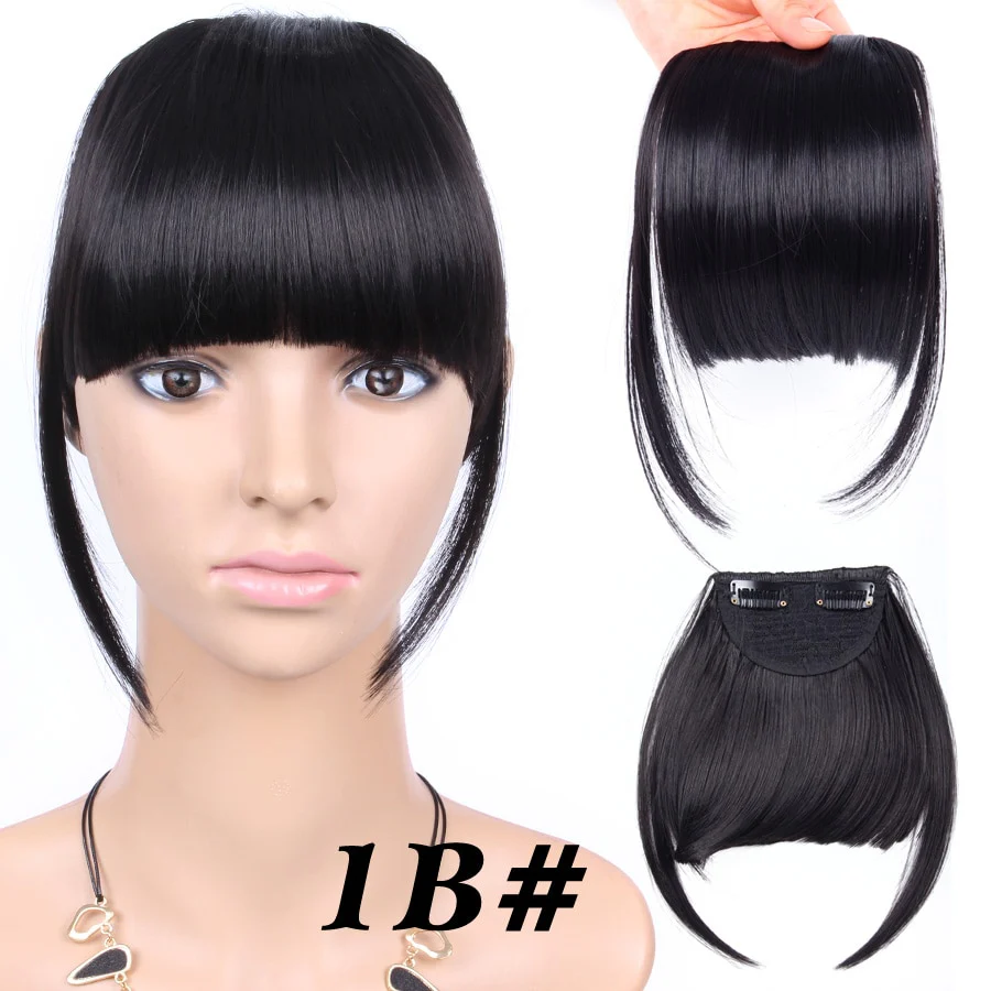 Leeons Short Synthetic Bangs Heat Resistant Hairpieces Hair Women Natural Short Fake Hair Bangs Hair Clips For Extensions Black - Image 20