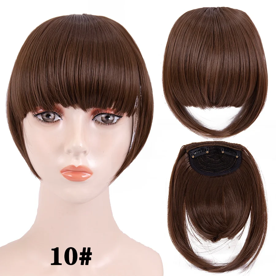 Leeons Short Synthetic Bangs Heat Resistant Hairpieces Hair Women Natural Short Fake Hair Bangs Hair Clips For Extensions Black - Image 22
