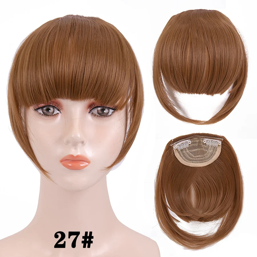 Leeons Short Synthetic Bangs Heat Resistant Hairpieces Hair Women Natural Short Fake Hair Bangs Hair Clips For Extensions Black - Image 25