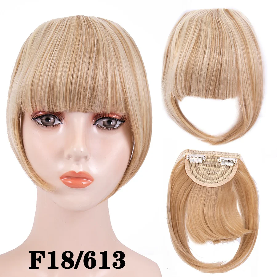 Leeons Short Synthetic Bangs Heat Resistant Hairpieces Hair Women Natural Short Fake Hair Bangs Hair Clips For Extensions Black - Image 26