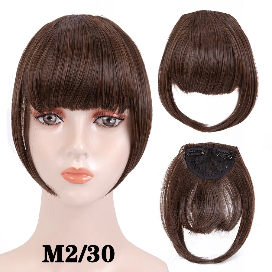 Leeons Short Synthetic Bangs Heat Resistant Hairpieces Hair Women Natural Short Fake Hair Bangs Hair Clips For Extensions Black - Image 27