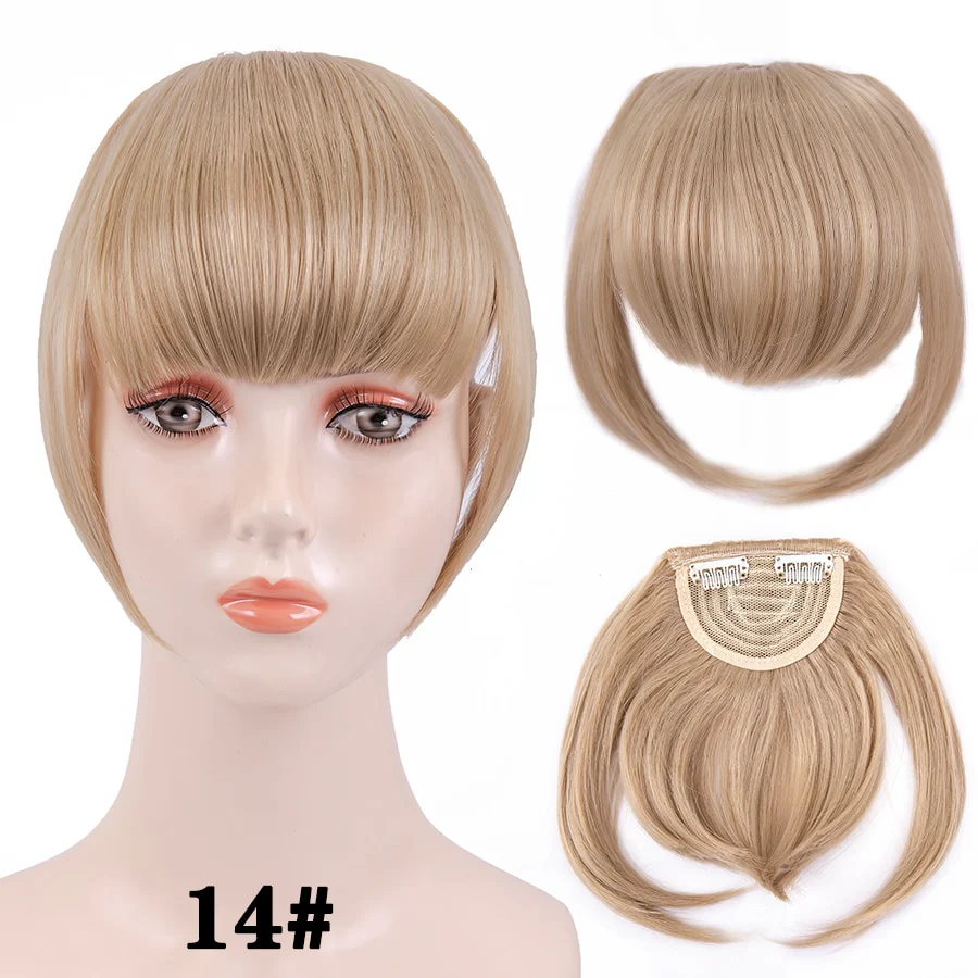 Leeons Short Synthetic Bangs Heat Resistant Hairpieces Hair Women Natural Short Fake Hair Bangs Hair Clips For Extensions Black - Image 3