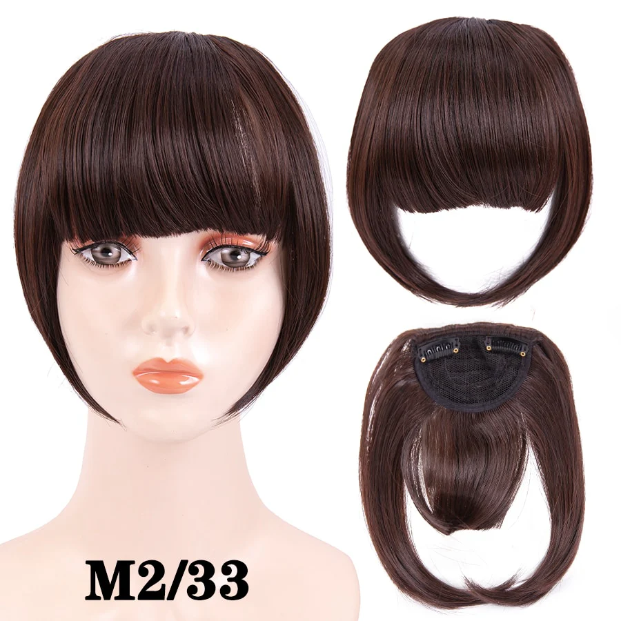 Leeons Short Synthetic Bangs Heat Resistant Hairpieces Hair Women Natural Short Fake Hair Bangs Hair Clips For Extensions Black - Image 30