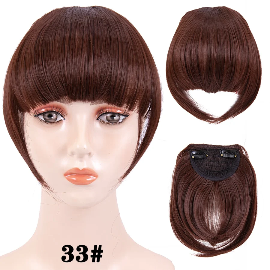Leeons Short Synthetic Bangs Heat Resistant Hairpieces Hair Women Natural Short Fake Hair Bangs Hair Clips For Extensions Black - Image 32