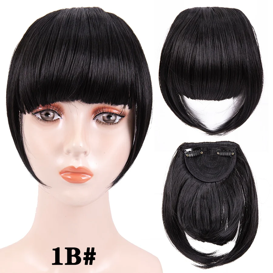 Leeons Short Synthetic Bangs Heat Resistant Hairpieces Hair Women Natural Short Fake Hair Bangs Hair Clips For Extensions Black - Image 36
