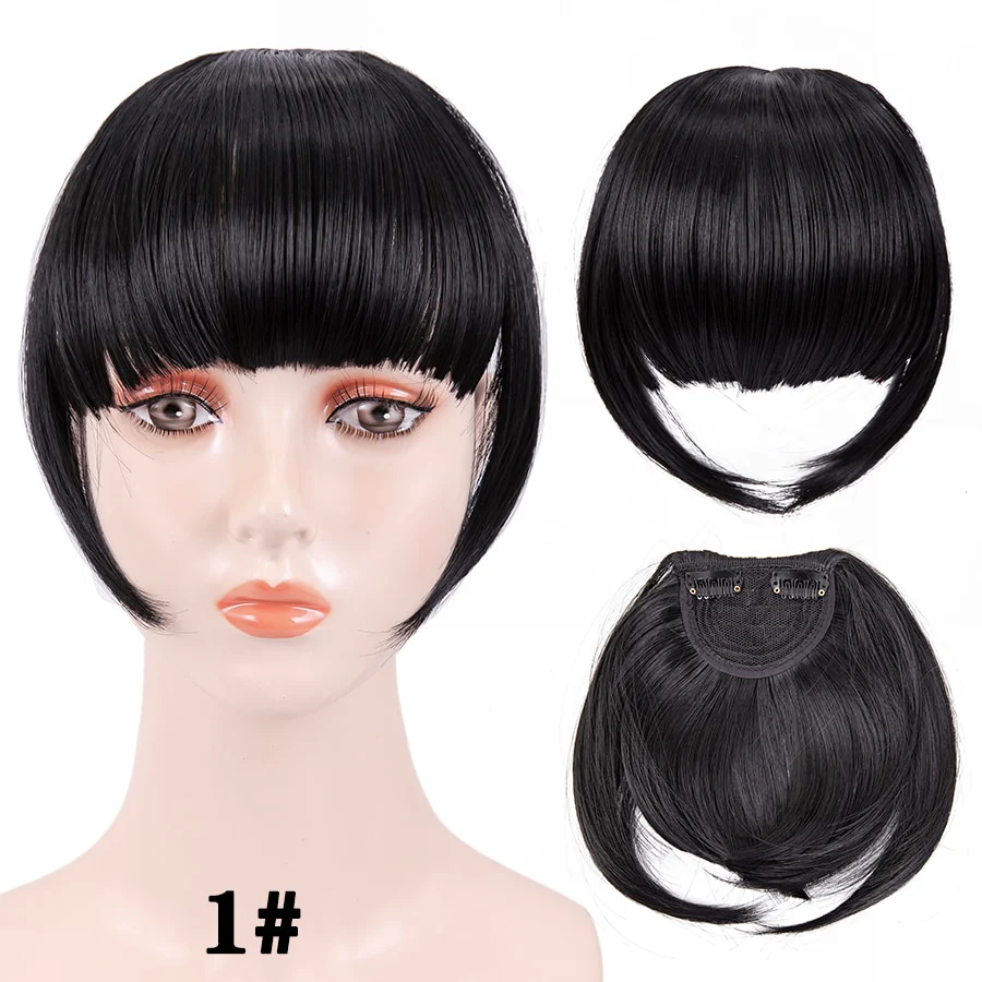 Leeons Short Synthetic Bangs Heat Resistant Hairpieces Hair Women Natural Short Fake Hair Bangs Hair Clips For Extensions Black - Image 37