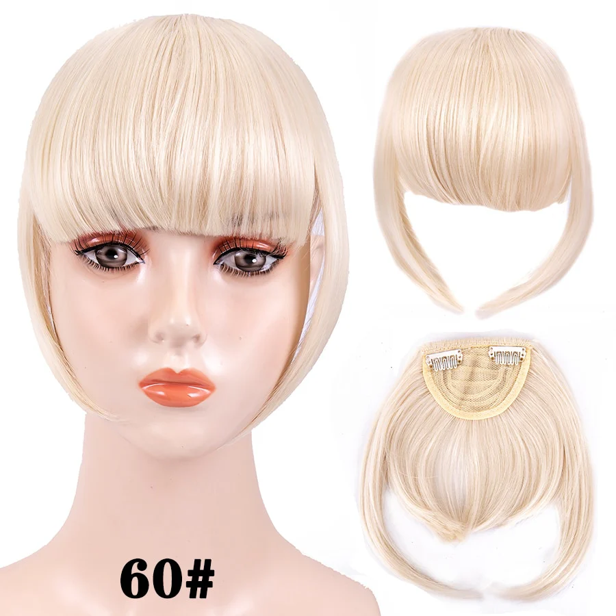 Leeons Short Synthetic Bangs Heat Resistant Hairpieces Hair Women Natural Short Fake Hair Bangs Hair Clips For Extensions Black - Image 4