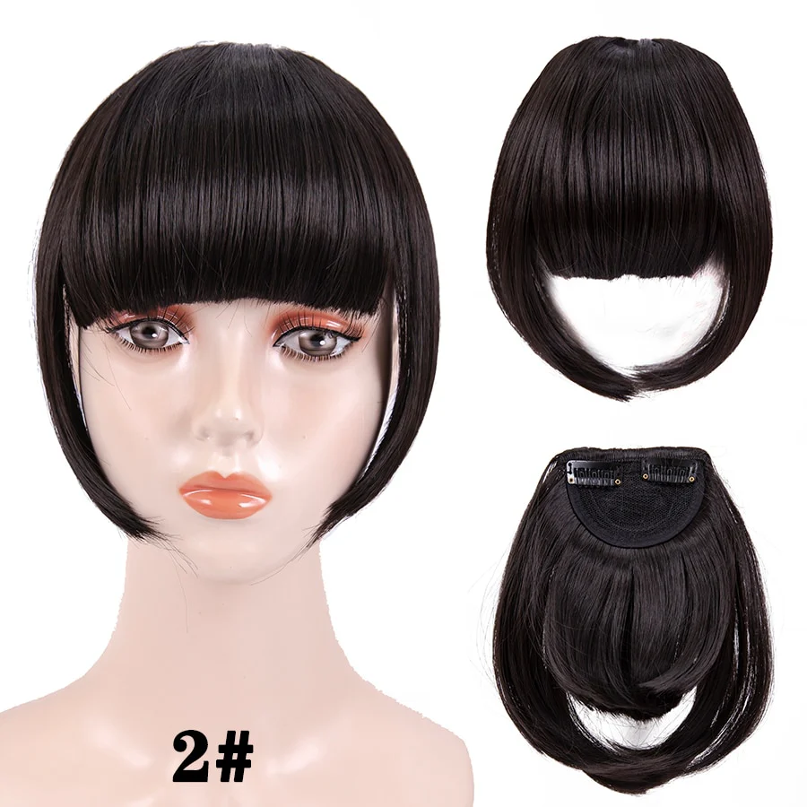 Leeons Short Synthetic Bangs Heat Resistant Hairpieces Hair Women Natural Short Fake Hair Bangs Hair Clips For Extensions Black - Image 46