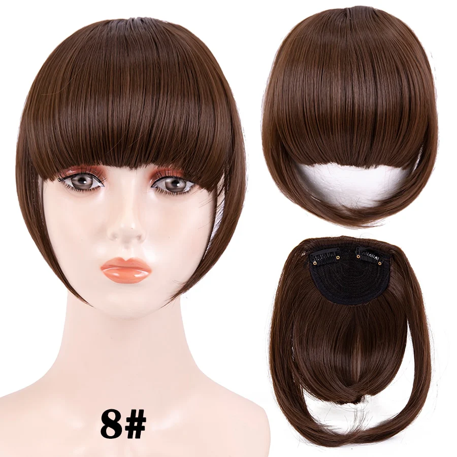 Leeons Short Synthetic Bangs Heat Resistant Hairpieces Hair Women Natural Short Fake Hair Bangs Hair Clips For Extensions Black - Image 47