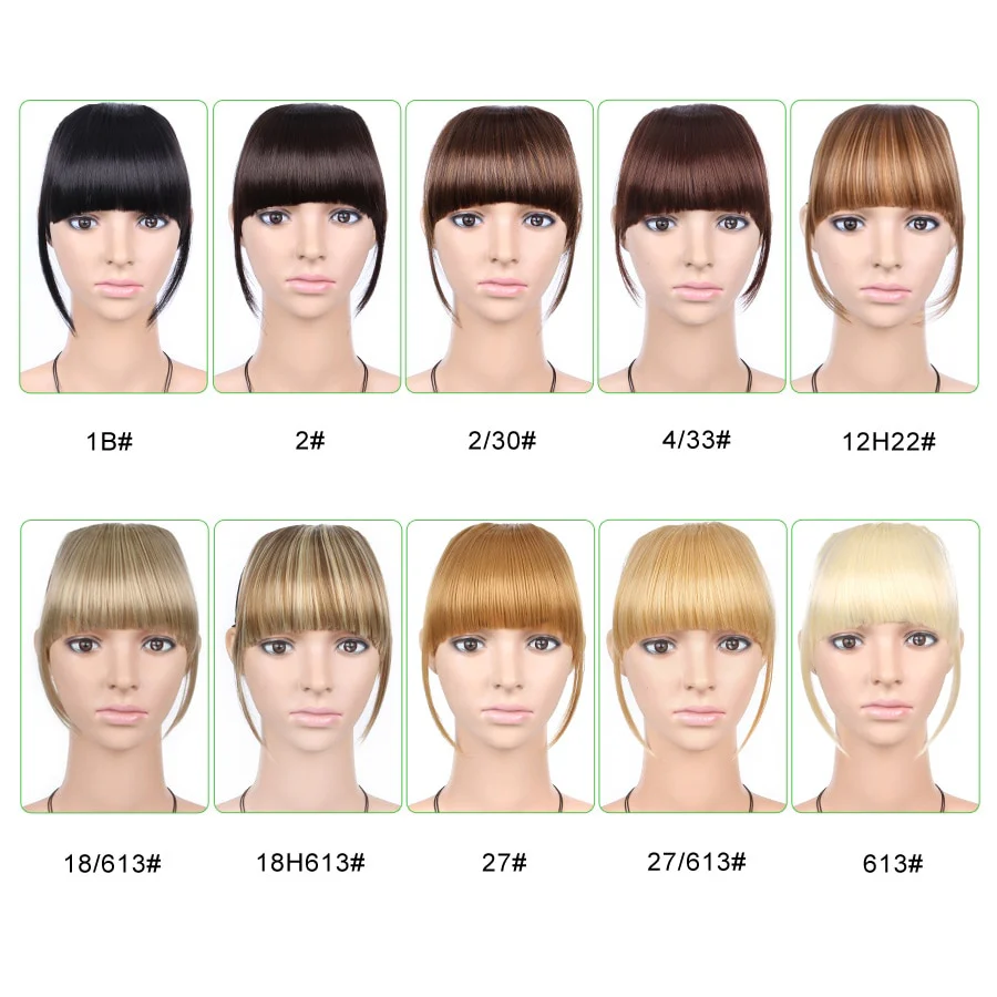 Leeons Short Synthetic Bangs Heat Resistant Hairpieces Hair Women Natural Short Fake Hair Bangs Hair Clips For Extensions Black - Image 48