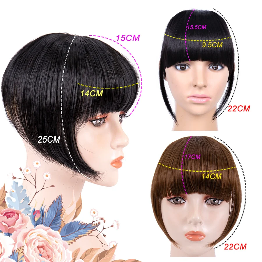 Leeons Short Synthetic Bangs Heat Resistant Hairpieces Hair Women Natural Short Fake Hair Bangs Hair Clips For Extensions Black - Image 49