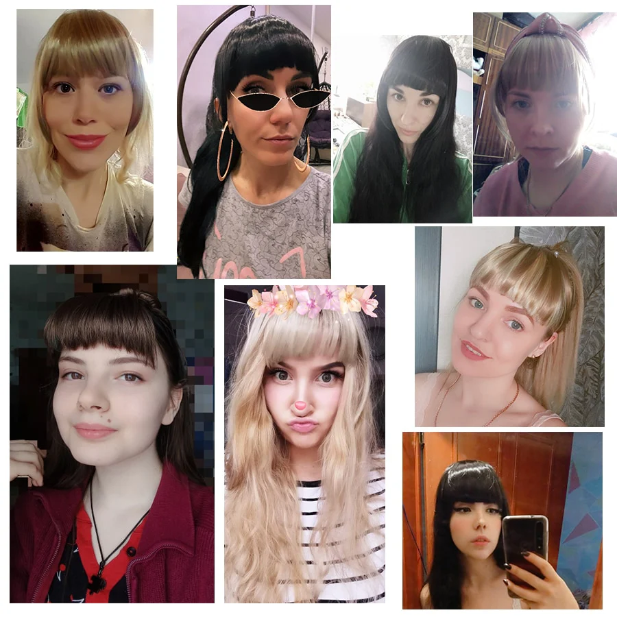 Leeons Short Synthetic Bangs Heat Resistant Hairpieces Hair Women Natural Short Fake Hair Bangs Hair Clips For Extensions Black - Image 50